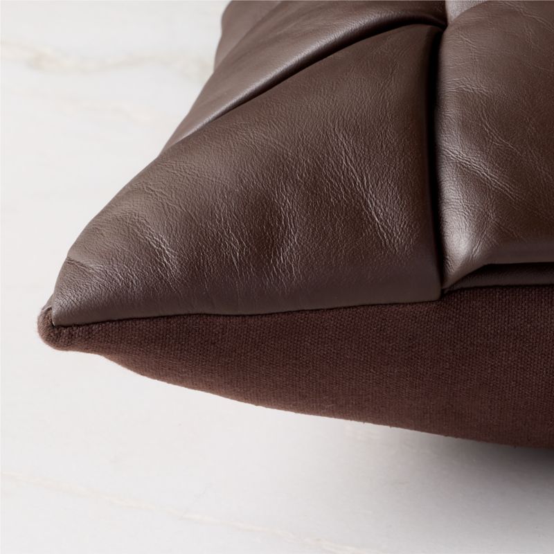 Jabas Brown Woven Leather Throw Pillow with Feather-Down Insert 23"x23" - image 3 of 5