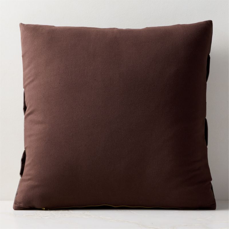 Jabas Brown Woven Leather Throw Pillow with Feather-Down Insert 23"x23" - image 2 of 5
