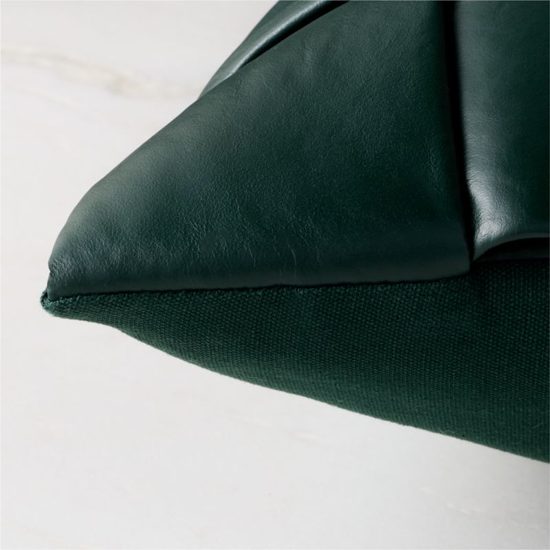 Jabas Dark Green Woven Leather Throw Pillow 23"x23" - image 3 of 5