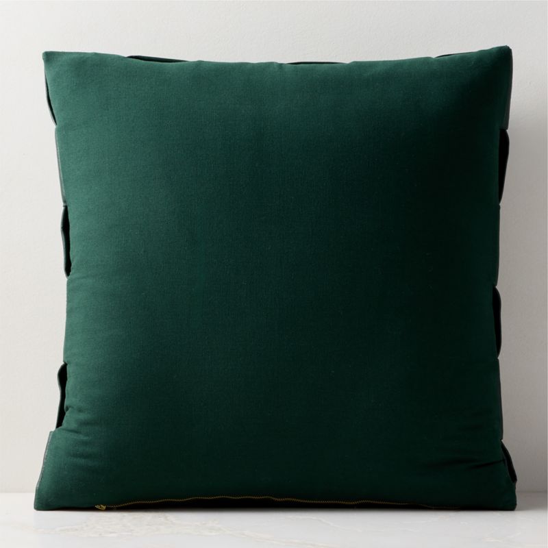 Jabas Dark Green Woven Leather Throw Pillow 23"x23" - image 2 of 5