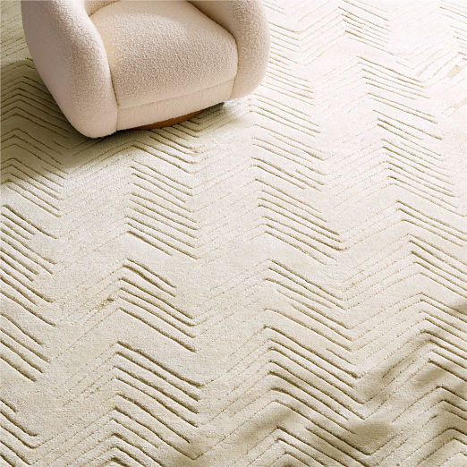 Jace Hand-Knotted Warm White Viscose and Wool Area Rug 10'x14'