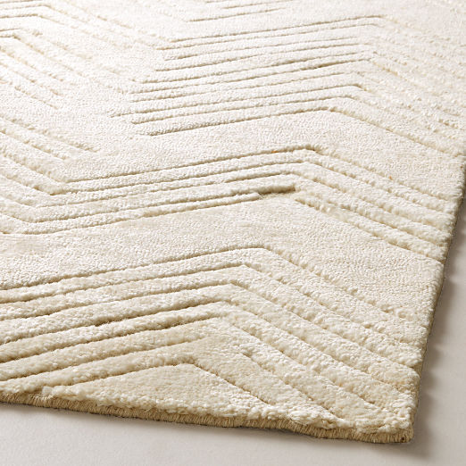Jace Hand-Knotted Warm White Viscose and Wool Area Rug 9'x12'