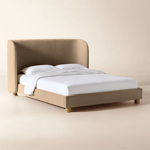 Jackson Cream Velvet Upholstered Queen Bed