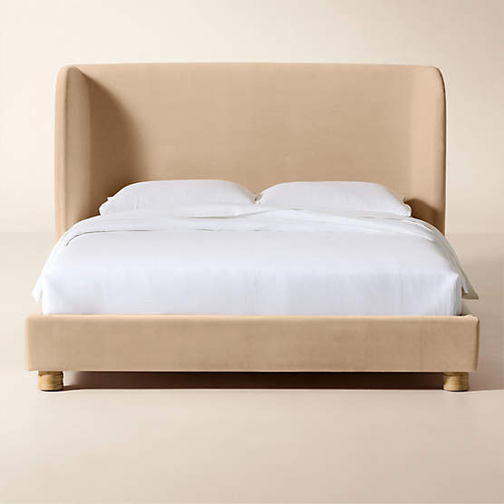 Jackson Cream Velvet Queen Bed