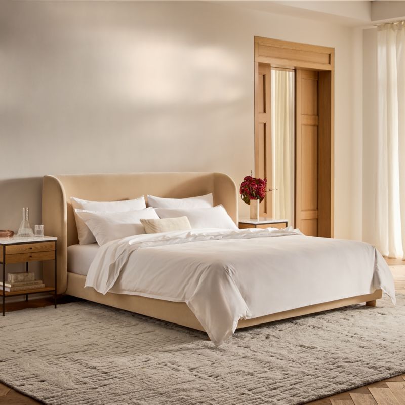 Jackson Cream Velvet Upholstered King Bed - image 8 of 10