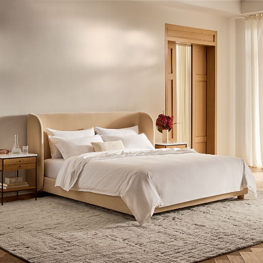 Jackson Cream Velvet Upholstered Queen Bed