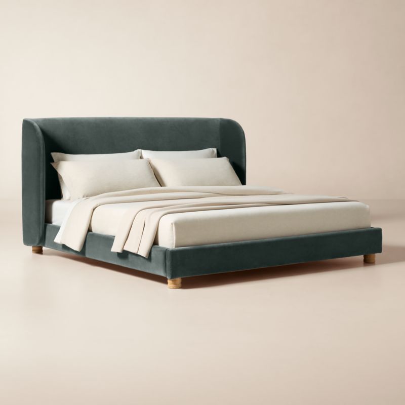 Jackson Denim Blue Velvet King Bed - image 1 of 8