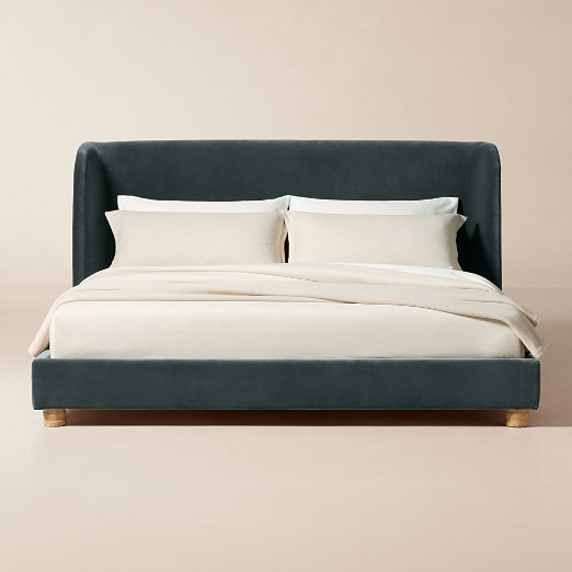 Jackson Denim Blue Velvet Upholstered Bed