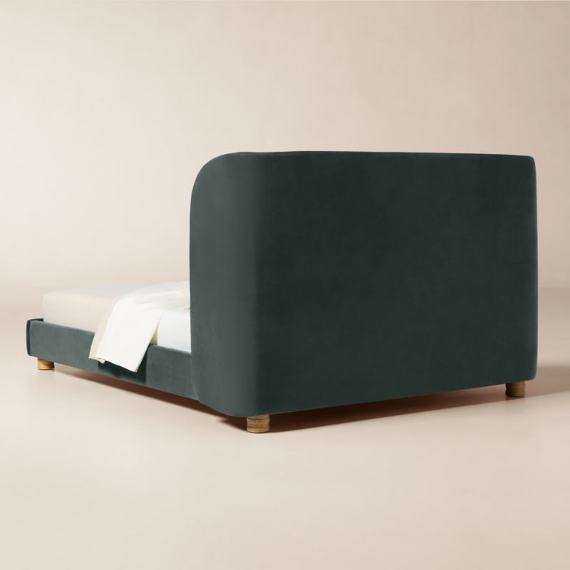 Jackson Denim Blue Velvet Queen Bed - image 3 of 8