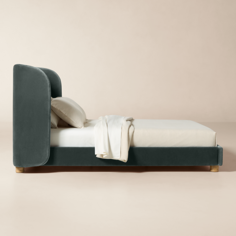 Jackson Denim Blue Velvet Upholstered Queen Bed - image 5 of 10