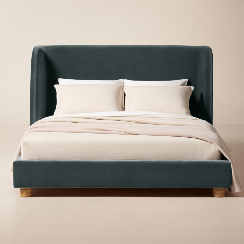 Jackson Denim Blue Velvet Upholstered Queen Bed - image 0 of 10