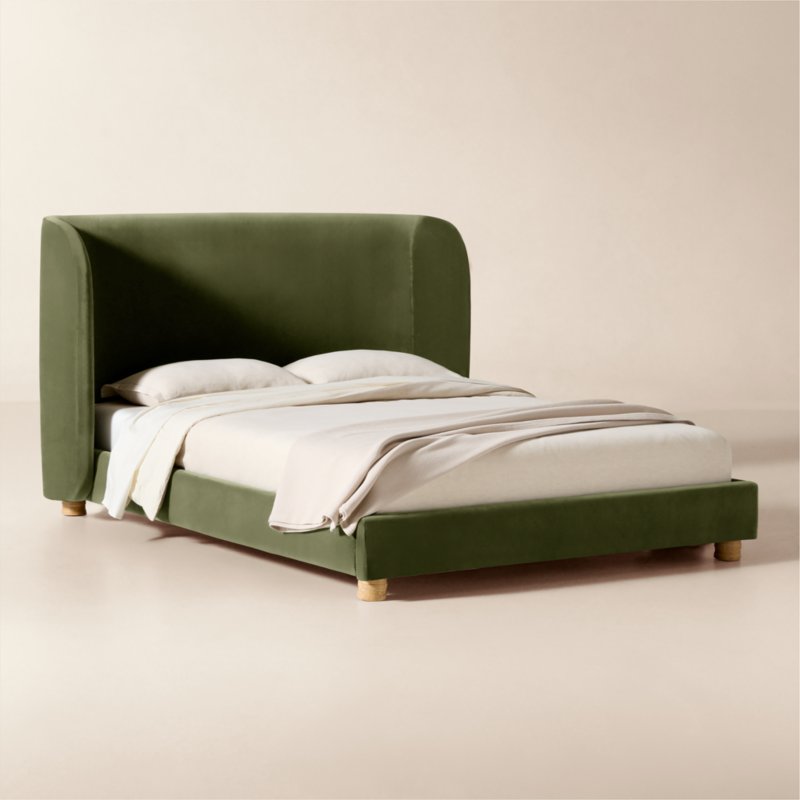 Jackson Sage Green Velvet Upholstered Queen Bed - image 3 of 12