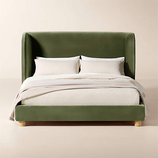 Jackson Sage Green Velvet Queen Bed