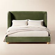 Jackson Sage Green Velvet Queen Bed