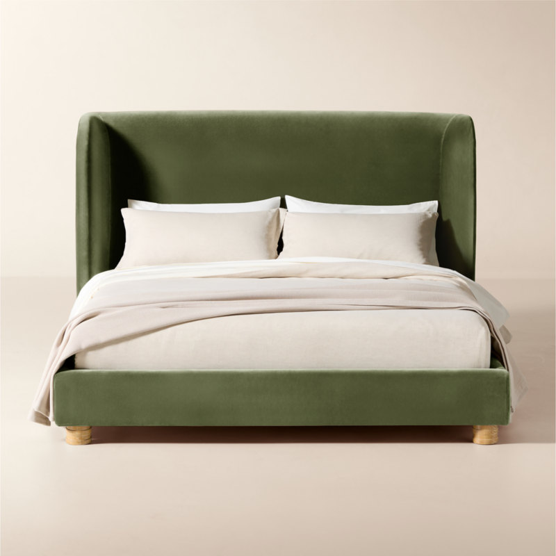 Jackson Sage Green Velvet Upholstered Queen Bed - image 0 of 12