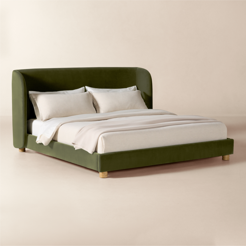 Jackson Sage Green Velvet Upholstered King Bed - image 3 of 12