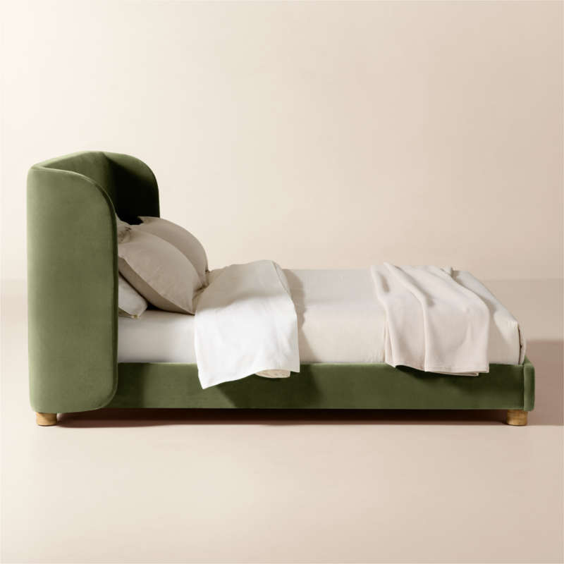 Jackson Sage Green Velvet Upholstered King Bed - image 4 of 12
