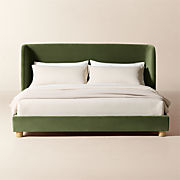 Jackson Sage Green Velvet Queen Bed