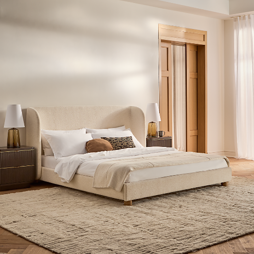 Jackson Warm White Performance Fabric Upholstered Bed