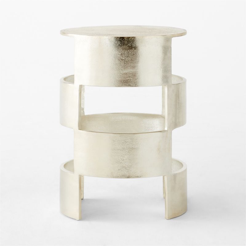 Jalousie Round Silver Cast Aluminum Side Table + Reviews CB2
