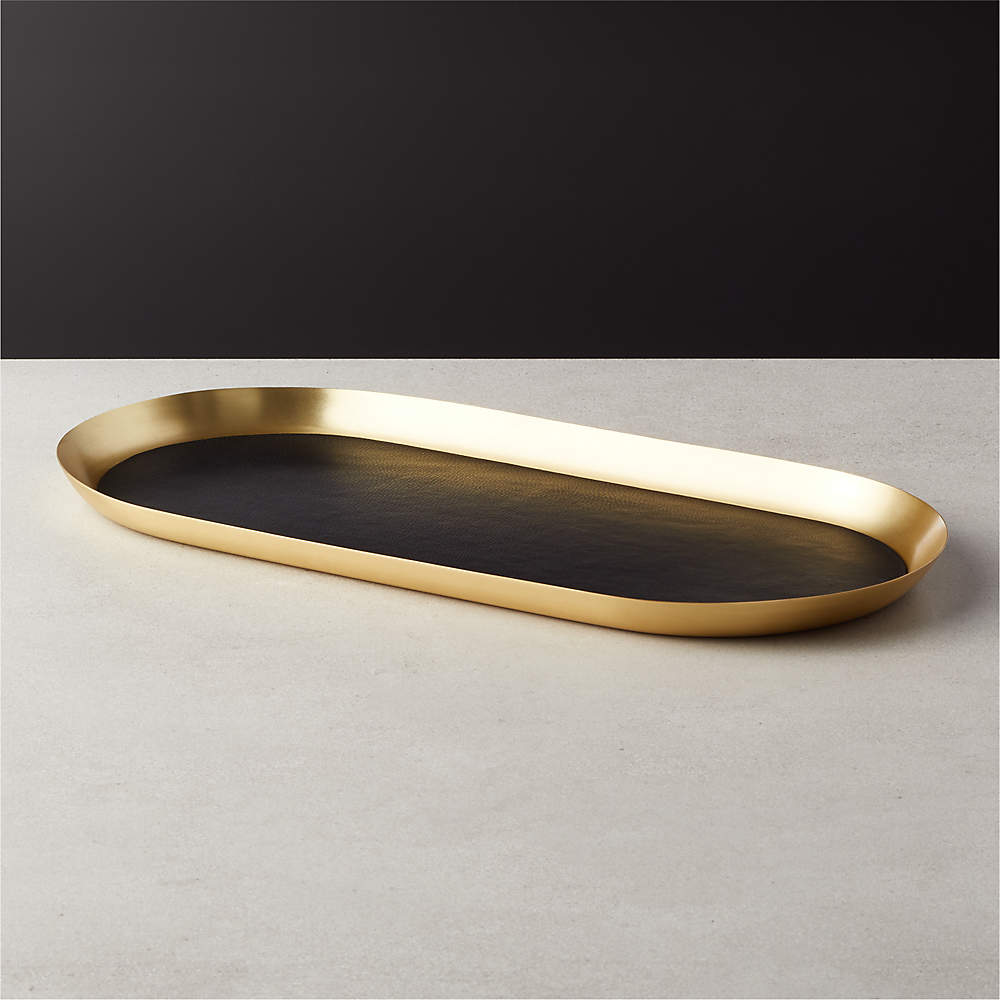 Jax Large Black Leather Bar Tray