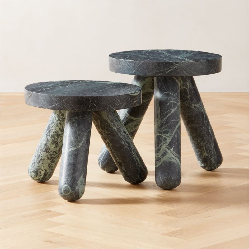 Jaxx Round Green Marble Side Table Tall - image 3 of 8