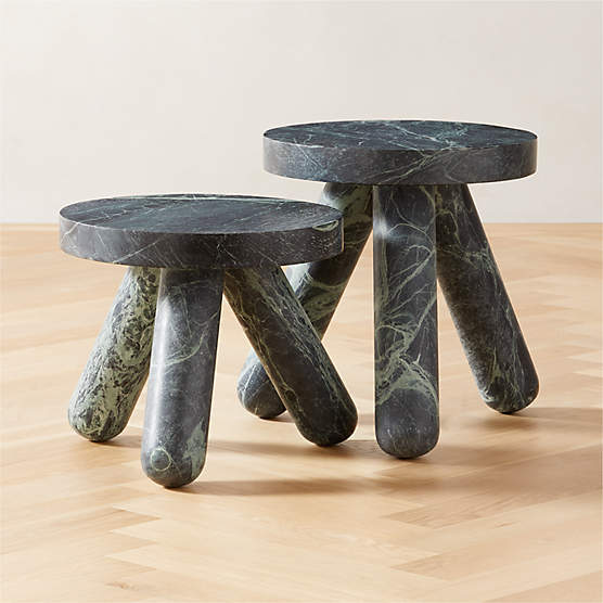 Jaxx 2-Piece Green Marble Side Table Set