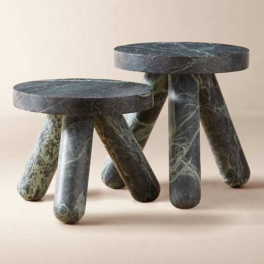 Jaxx 2-Piece Green Marble Side Table Set