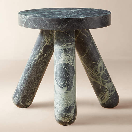Jaxx Round Green Marble Side Table Tall