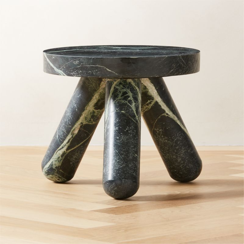 Jaxx Green Marble Side Table Short - image 0 of 12