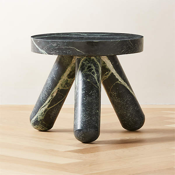 Buy Rufus Block Asymmetrical Marble Side Table - Spider Green