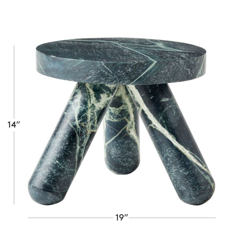 View Jaxx Green Marble Side Table Short - image 3 of 12