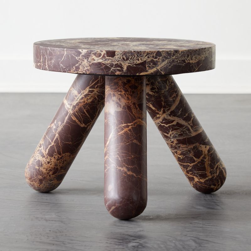 Jaxx Red Marble Modern Side Table + Reviews