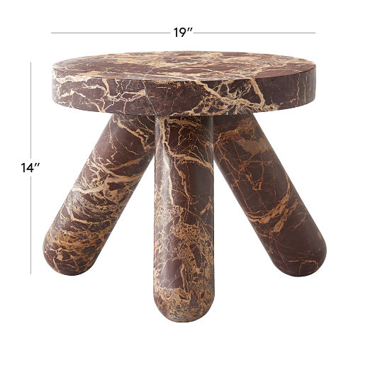 Jaxx Red Marble Side Table Short