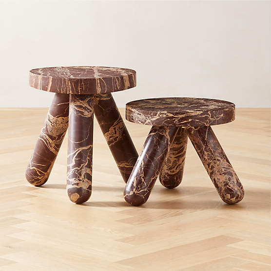 Jaxx 2-Piece Red Marble Side Table Set