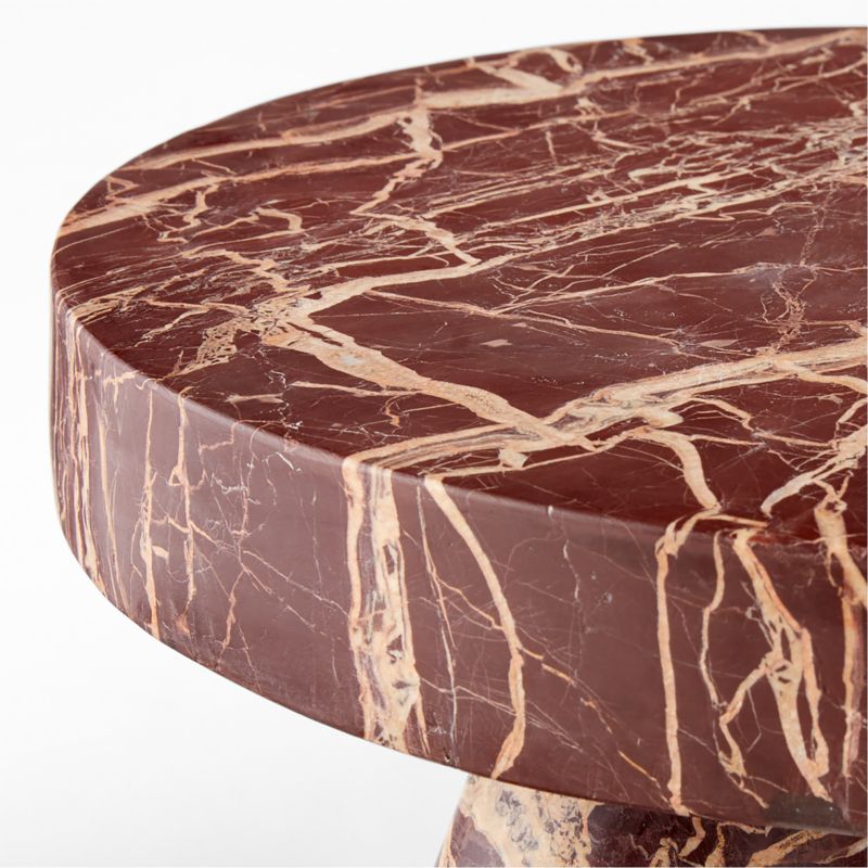 Jaxx Round Red Marble Side Table Tall - image 5 of 9