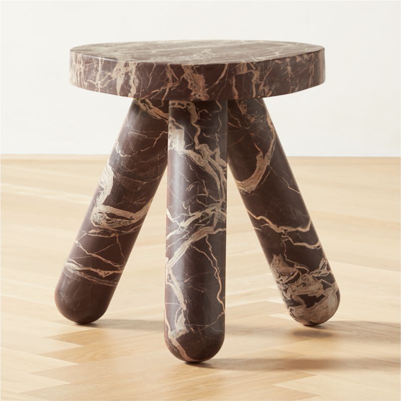 Jaxx Round Red Marble Side Table Tall - image 0 of 9