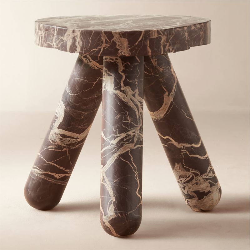 View Jaxx Round Red Marble Side Table Tall details