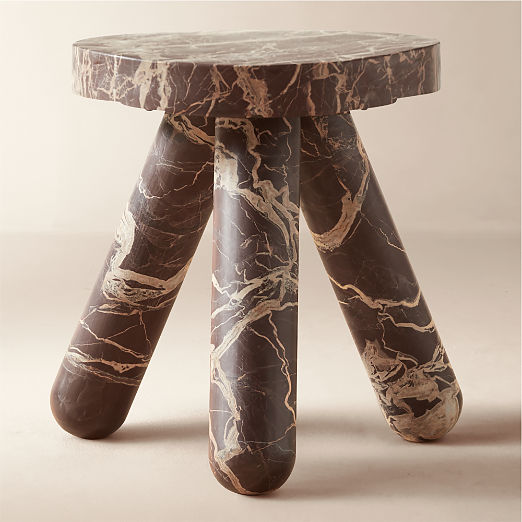 Jaxx Round Red Marble Side Table