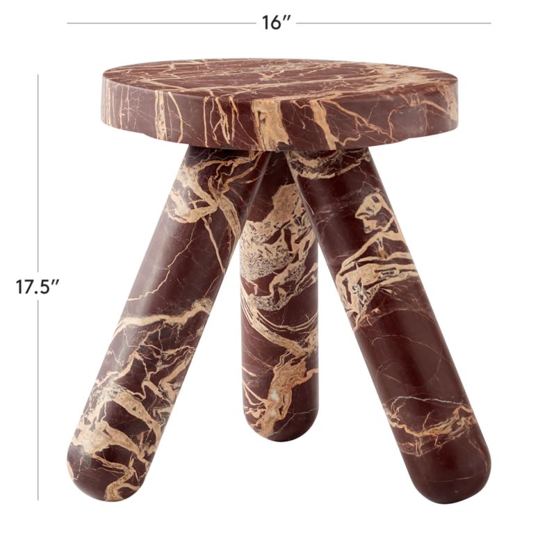 View Jaxx Round Red Marble Side Table Tall - image 3 of 9