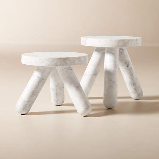 Jaxx 2-Piece White Marble Side Table Set