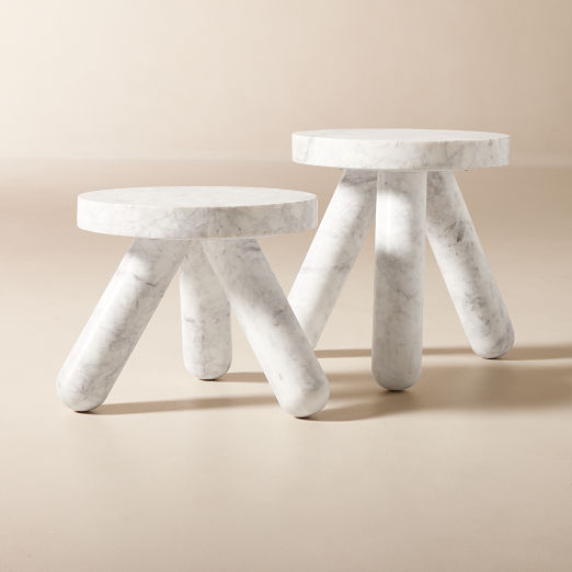 Jaxx White Marble Side Table Tall