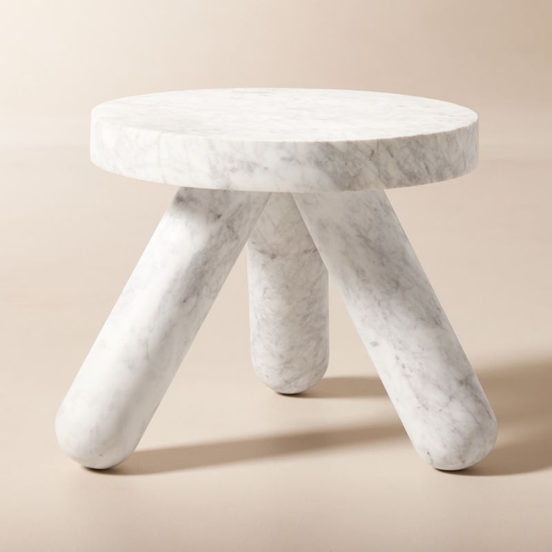 Jaxx White Marble Side Table Short - image 0 of 10