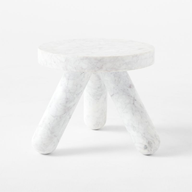 Jaxx White Marble Side Table Short - image 7 of 10