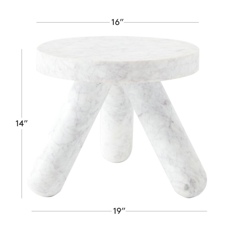 View Jaxx White Marble Side Table Short - image 3 of 10