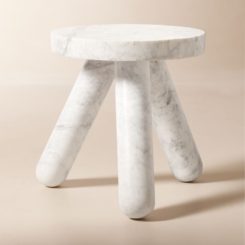 Jaxx White Marble Side Table Tall - image 0 of 12