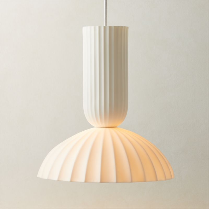View Jeanne Fluted White Porcelain Dome Pendant Light details