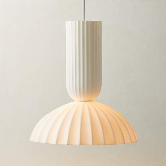 Jeanne Fluted White Porcelain Dome Pendant Light