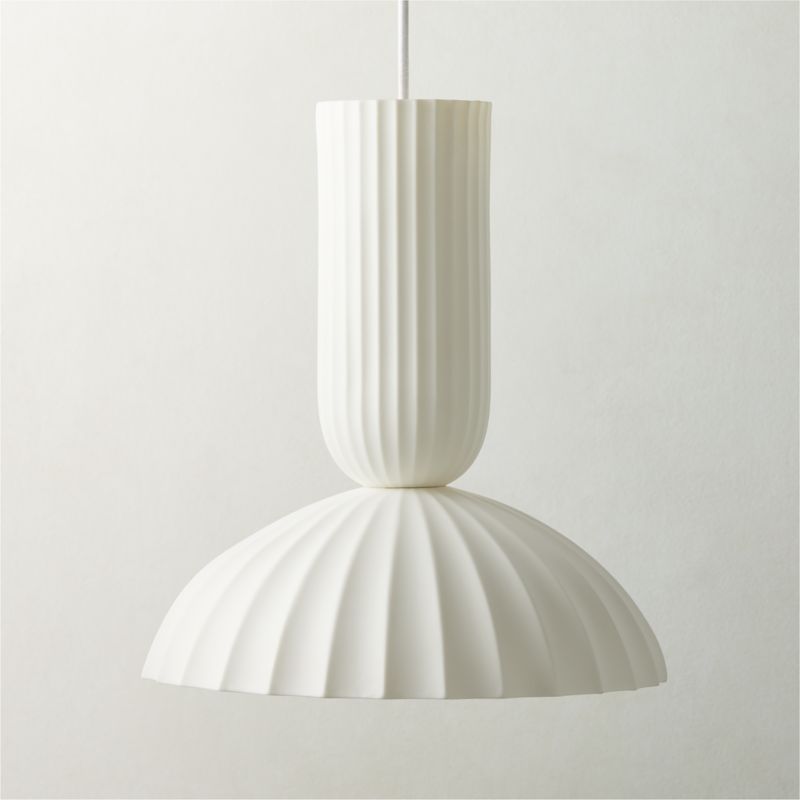 Jeanne Fluted White Porcelain Dome Pendant Light - image 2 of 8