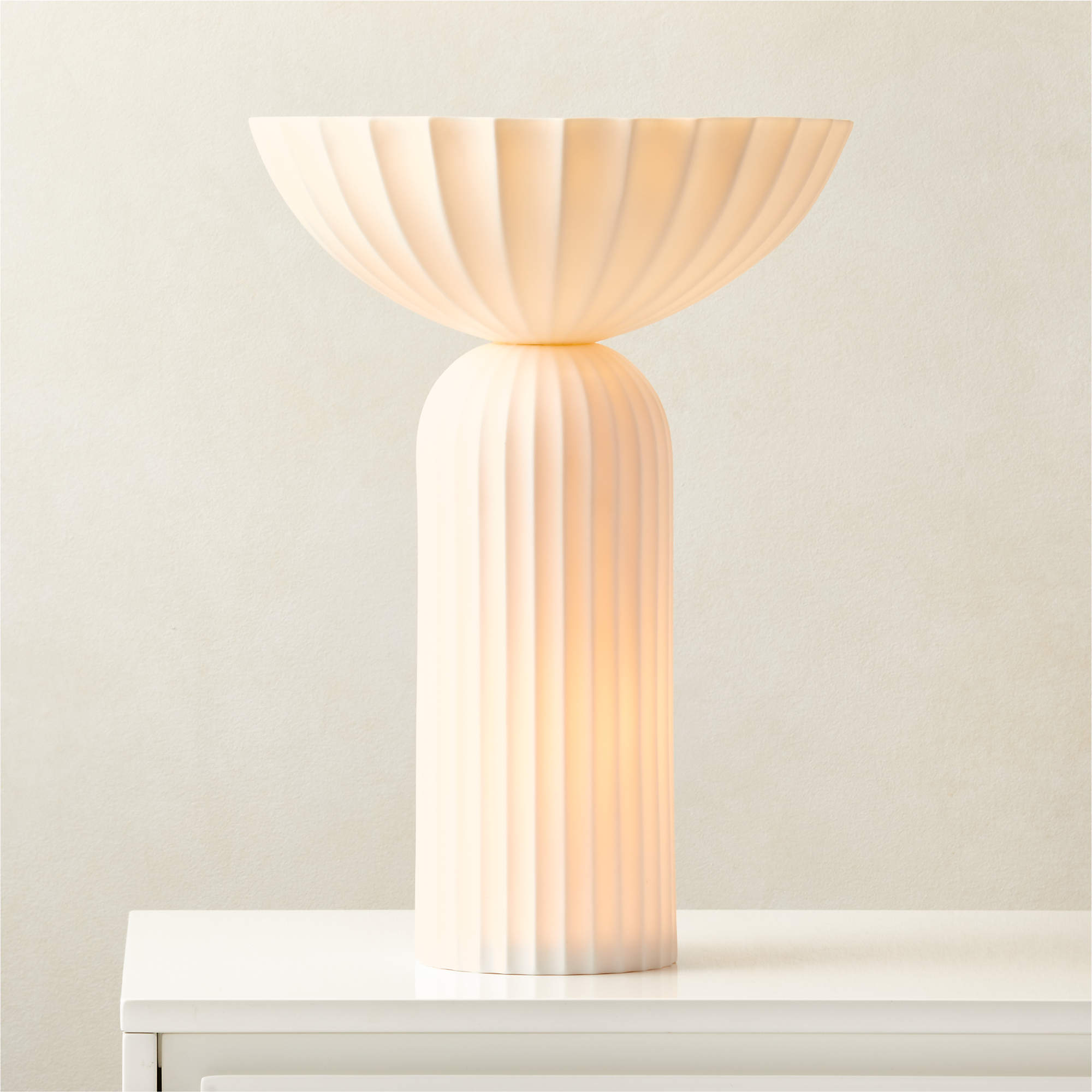 Jeanne Modern Fluted White Porcelain Table Lamp + Reviews | CB2 Canada